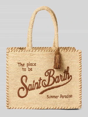 torba shopper z wyhaftowanym logo model 'VANITY RAFFIA' MC2 Saint Barth Piaskowy