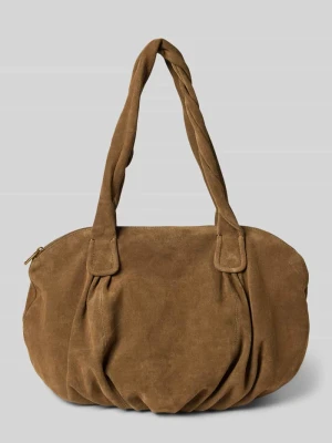 Torba shopper z wytłoczonym logo w imitacji skóry welurowej model 'Lucy' liebeskind berlin