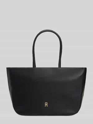 Torba shopper z zamkiem błyskawicznym i detal z logo Tommy Hilfiger Czarny