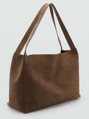 Torba shopper z zamszu średni brązowy - Kobieta - Rozmiar uniwersalny - MANGO