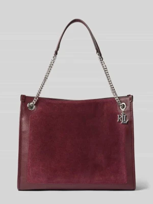 Torba shopper ze skóry bydlęcej z aplikacją z logo Lauren Ralph Lauren