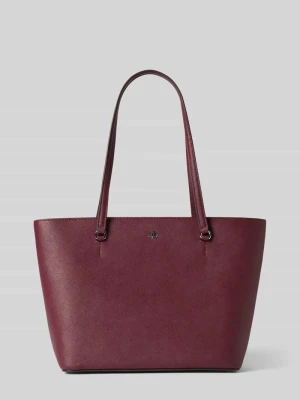 Torba shopper ze skóry cielęcej z aplikacją z logo Lauren Ralph Lauren