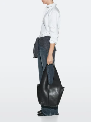 Torba Shopper Ze Skóry Nappa - Czarny - - Massimo Dutti - Kobieta