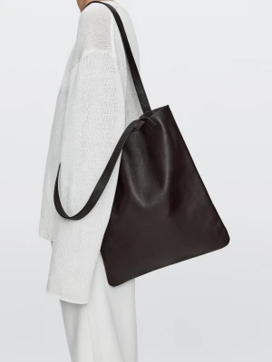 Torba Shopper Ze Skóry Nappa Z Kopertówką - Brązowy - - Massimo Dutti - Kobieta