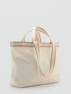 Torba tote 100% bawełna z lamówkami biały - Mężczyzna - Rozmiar uniwersalny - MANGO MAN