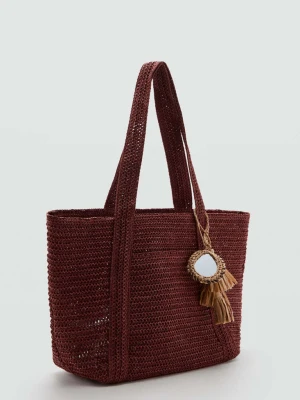 Torba tote z naturalnego włókna burgund - Kobieta - Rozmiar uniwersalny - MANGO