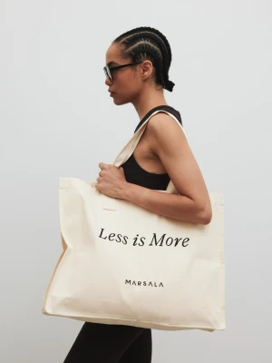 Torba typu shopper bag beżowa large size LESS IS MORE haftowana-UNI Marsala
