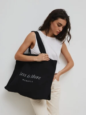 Torba typu shopper bag czarna z haftem large size LESS IS MORE Marsala