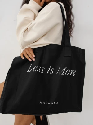 Torba typu shopper bag czarna z haftem large size LESS IS MORE Marsala