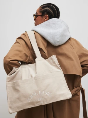 Torba typu shopper bag wykonana ze sztruksu w kolorze CLASSIC BEIGE - MRSL BASIC CLUB Marsala
