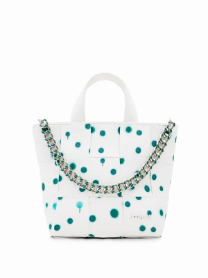 Torba typu shopper M z nadrukiem w plamy z farby Desigual biały