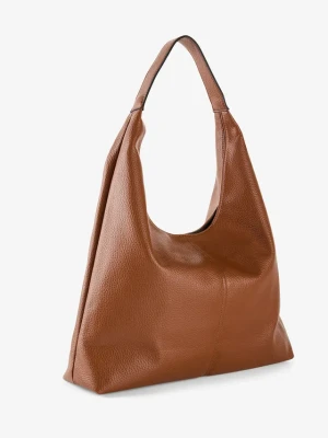 Torba typu shopper o fakturze groszkowanej skóry BonPrix brązowy