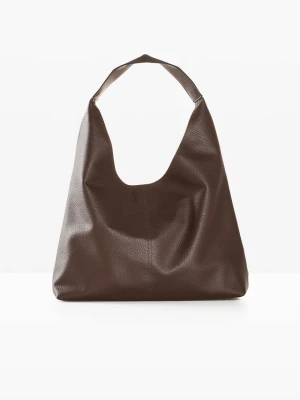 Torba typu shopper o fakturze groszkowanej skóry BonPrix brązowy
