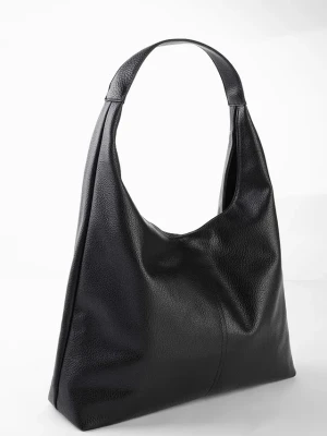 Torba typu shopper o fakturze groszkowanej skóry BonPrix czarny