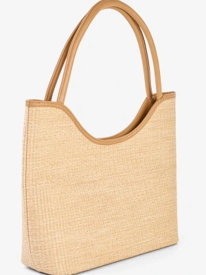 Torba typu shopper w optyce plecionki BonPrix beżowy