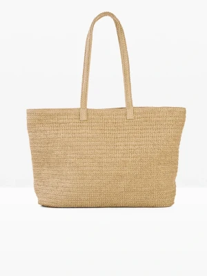 Torba typu shopper w optyce plecionki BonPrix beżowy