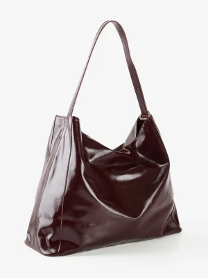 Torba typu shopper z błyszczątej imitacji skóry BonPrix czerwony
