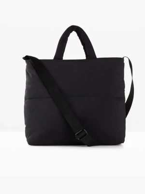 Torba typu shopper z pikowanego materiału BonPrix czarny