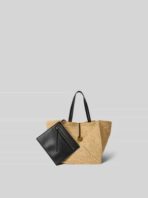 Torba typu tote w efekcie plecionki Nanushka Beżowy