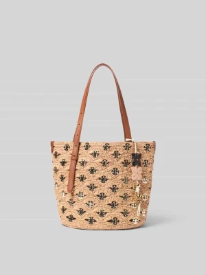 Torba typu tote bag w efekt plecionki Paco Rabanne Beżowy
