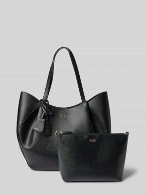 Torba typu tote z materiał skóropodobny model 'Amorette' Guess Czarny