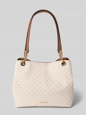 Torba typu tote z nadrukiem logo na całej powierzchni model 'Kensington' Michael Kors Écru