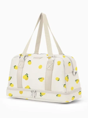 Torba weekendowa mała z dodatkową komorą na dnie - print cytryny Puccini