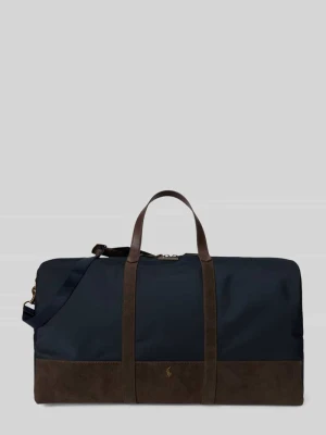 Torba weekendowa z czystej bawełny z obszyciem ze skóry welurowej Polo Ralph Lauren Granatowy