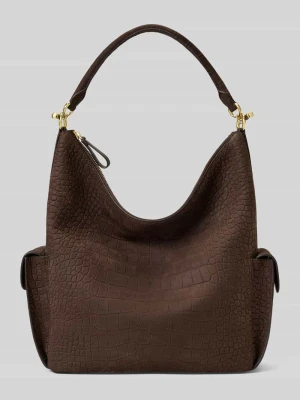 Torba z naturalnej skóry Lauren Ralph Lauren Ciemnobrązowy