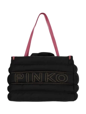 Torba z pikowanej nylonowej tkaniny z logo Pinko