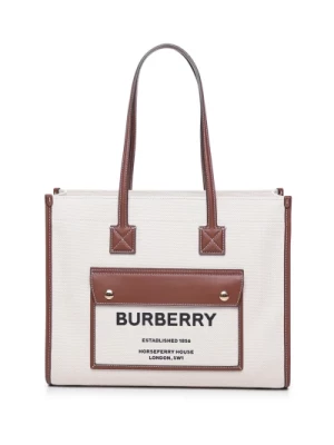 Torba z płótna z obszyciem skórzanym Burberry