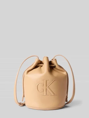 Torba z uchwytami z wyhaftowanym logo Calvin Klein Piaskowy