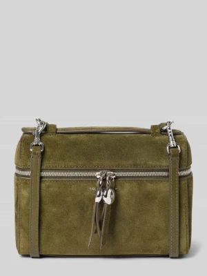 Torba z uchwytami ze skóra bydlęca nappa z podwójnym zamkiem błyskawicznym Tory Burch Khaki