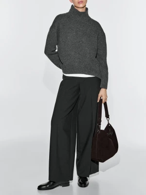 Torba Z Zamszowej Skóry Z Oczkami - Czekoladowy - - Massimo Dutti - Kobieta