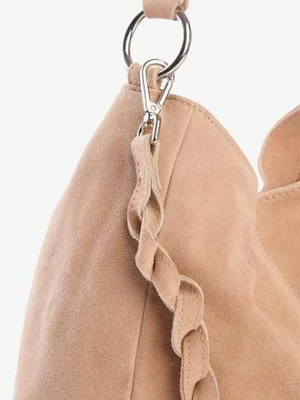 Torba z zamszowej skóry z ozdobnym dodatkowym paskiem bonprix