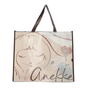 Torba zakupowa damska Anekke, wykonana z wytrzymałego materiału syntetycznego z dekoracyjnym nadrukiem pojemna, beżowa, 42474-910