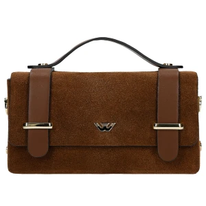 Mała brązowa torebka damska z efektowym zapięciem 80329-72 Wojas