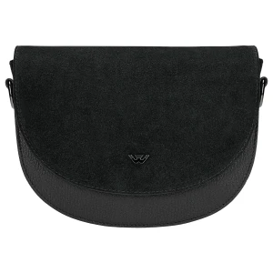 Czarna torebka damska typu saddle bag z łączonych skór 80497-71 Wojas