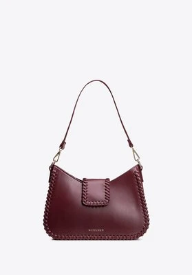 Torebka bagietka imitacji skóry z dekoracyjną plecionką bordowa Wittchen