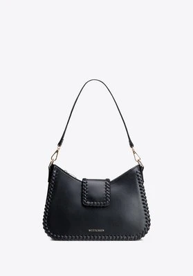 Torebka bagietka imitacji skóry z dekoracyjną plecionką czarna Wittchen