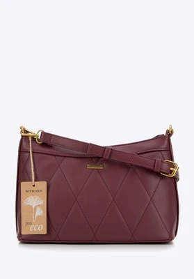 Torebka bagietka z ekoskóry w przeszycia bordowa Wittchen