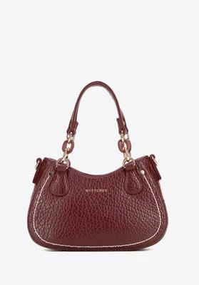 Torebka bagietka z imitacji skóry z kontrastowym przeszyciem bordowa Wittchen