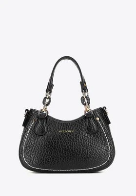 Torebka bagietka z imitacji skóry z kontrastowym przeszyciem czarna Wittchen