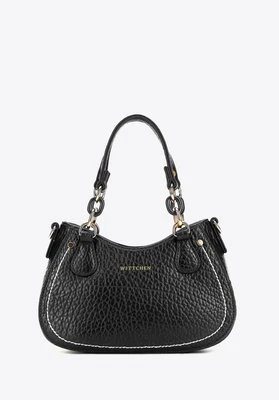 Torebka bagietka z imitacji skóry z kontrastowym przeszyciem czarna Wittchen