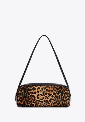 Torebka bagietka ze skóry naturalnej w panterkę czarno - brązowa Wittchen