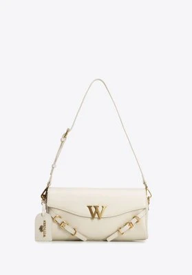 Torebka bagietka ze skóry naturalnej z ozdobnymi paskami kremowa Wittchen