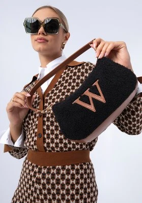 Torebka bagietka ze sztucznym futerkiem mała czarno-brązowa Wittchen