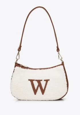 Torebka bagietka ze sztucznym futerkiem mała kremowo-brązowa Wittchen