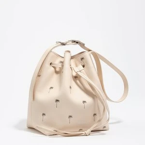 Torebka bucket Carlino duża skóra print Palms piaskowa BIMBA Y LOLA