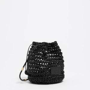 Torebka bucket mała skóra pleciona czarna BIMBA Y LOLA